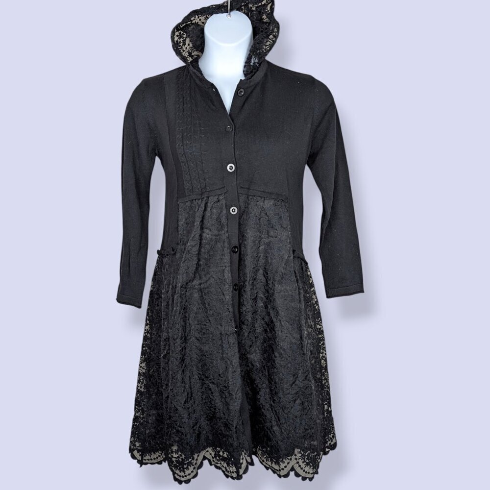 NWT Baiyilun Black Knit & Lace Asymmetrical Dress